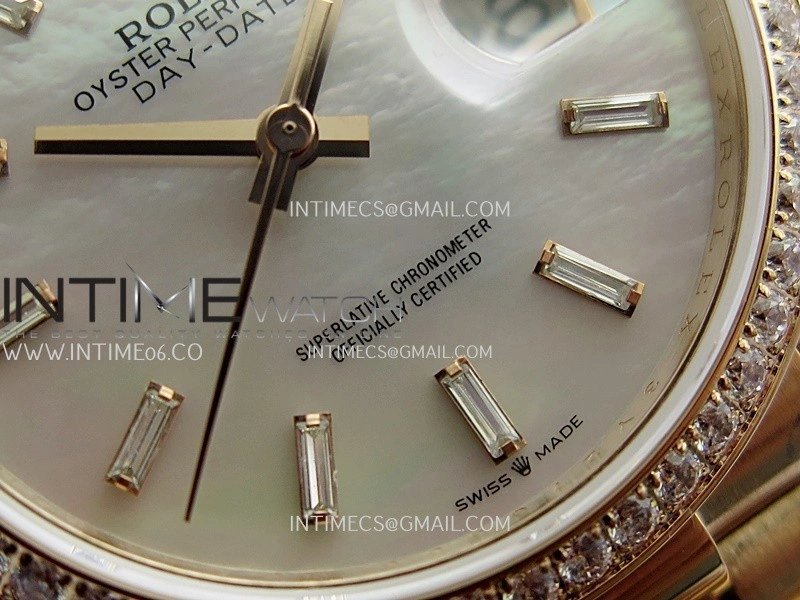 Day Date 128345 RG Gain Weight KF 1:1 White MOP Dial T Diamond Marker On President Bracelet A2836