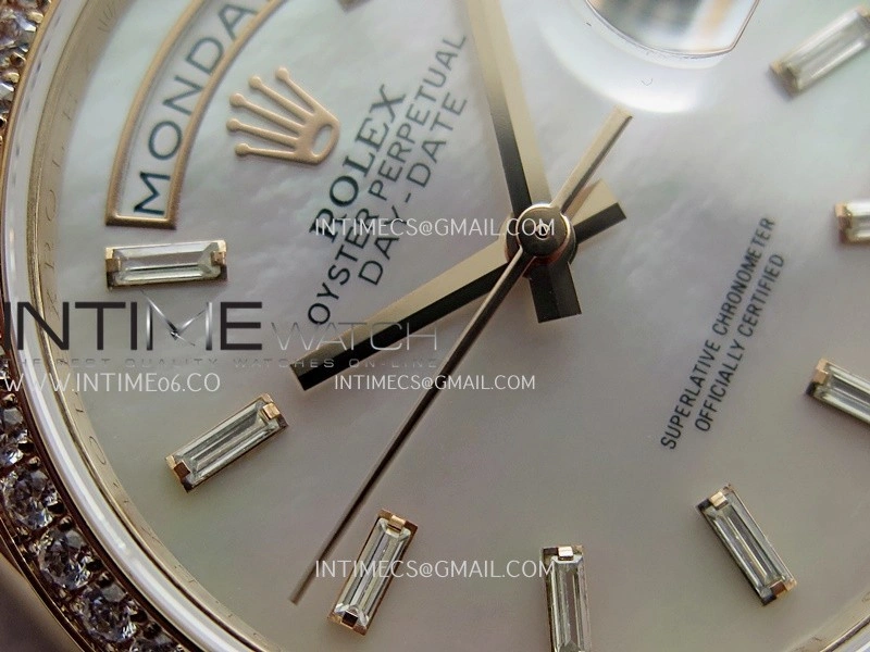 Day Date 128345 RG Gain Weight KF 1:1 White MOP Dial T Diamond Marker On President Bracelet A2836