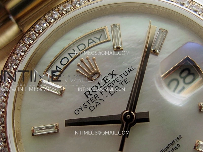 Day Date 128345 RG Gain Weight KF 1:1 White MOP Dial T Diamond Marker On President Bracelet A2836