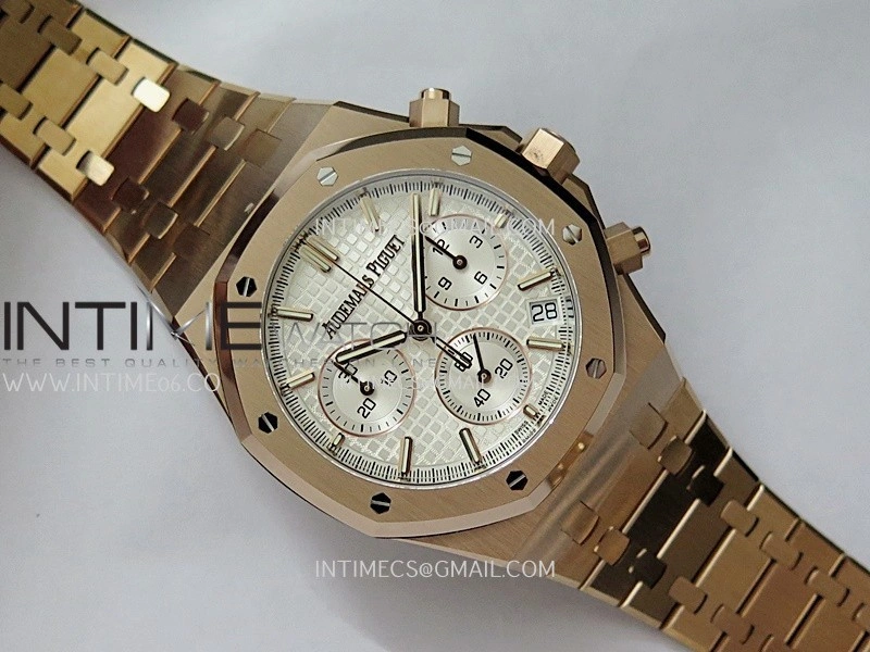 Royal Oak Chrono 26240 RG Gain Weight V2 DDF 1:1 Best Edition Silver Dial RG Bracelet Super Clone DD4401