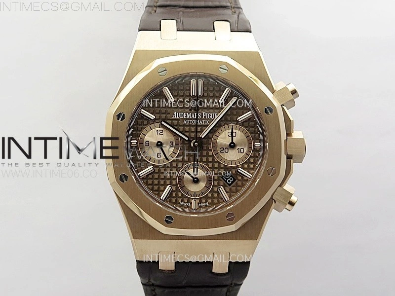 Royal Oak Chrono 26331ST RG IPF 1:1 Best Edition Brown Dial rose gold subdial on Brown Leather Strap A7750