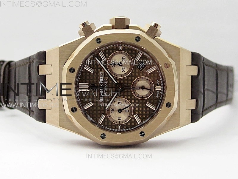 Royal Oak Chrono 26331ST RG IPF 1:1 Best Edition Brown Dial rose gold subdial on Brown Leather Strap A7750