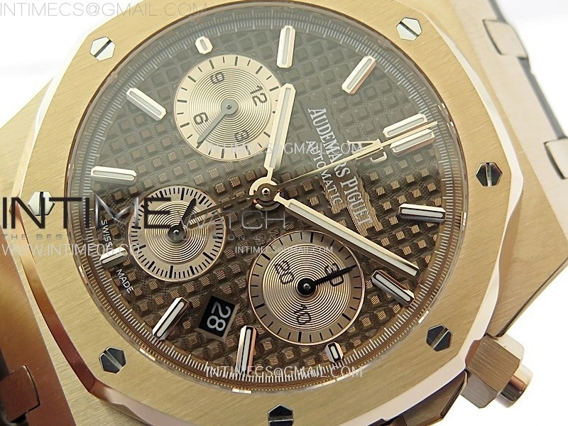 Royal Oak Chrono 26331ST RG IPF 1:1 Best Edition Brown Dial rose gold subdial on Brown Leather Strap A7750