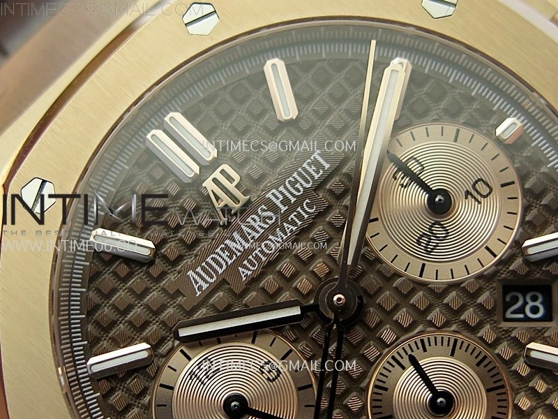 Royal Oak Chrono 26331ST RG IPF 1:1 Best Edition Brown Dial rose gold subdial on Brown Leather Strap A7750