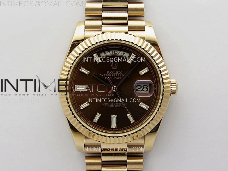 Day Date 228235 40mm RG KF 1:1 Best Edition Brown Dial Crystal Markers On RG President Bracelet SA3255