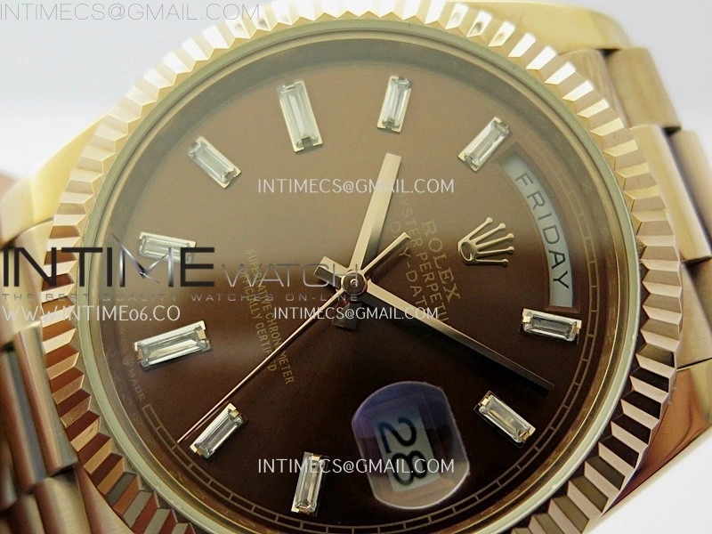 Day Date 228235 40mm RG KF 1:1 Best Edition Brown Dial Crystal Markers On RG President Bracelet SA3255