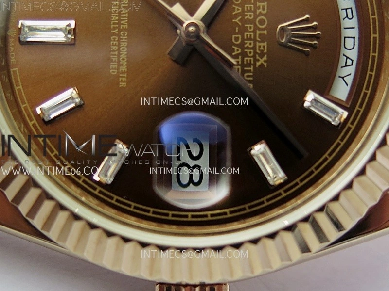 Day Date 228235 40mm RG KF 1:1 Best Edition Brown Dial Crystal Markers On RG President Bracelet SA3255