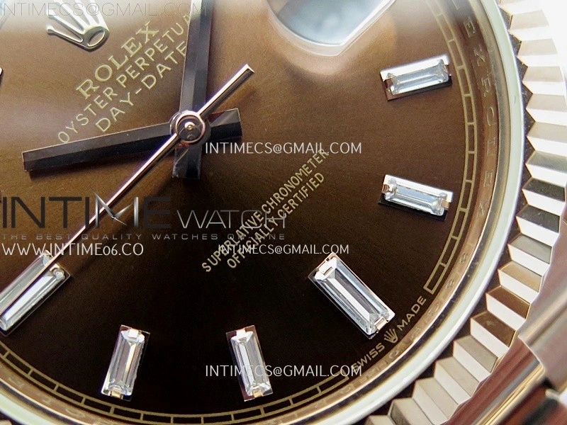 Day Date 228235 40mm RG KF 1:1 Best Edition Brown Dial Crystal Markers On RG President Bracelet SA3255