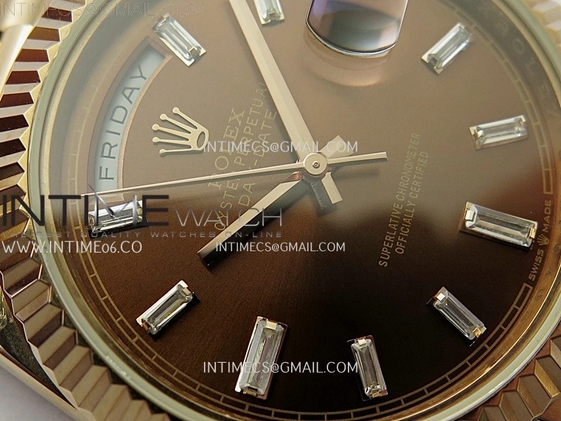 Day Date 228235 40mm RG KF 1:1 Best Edition Brown Dial Crystal Markers On RG President Bracelet SA3255