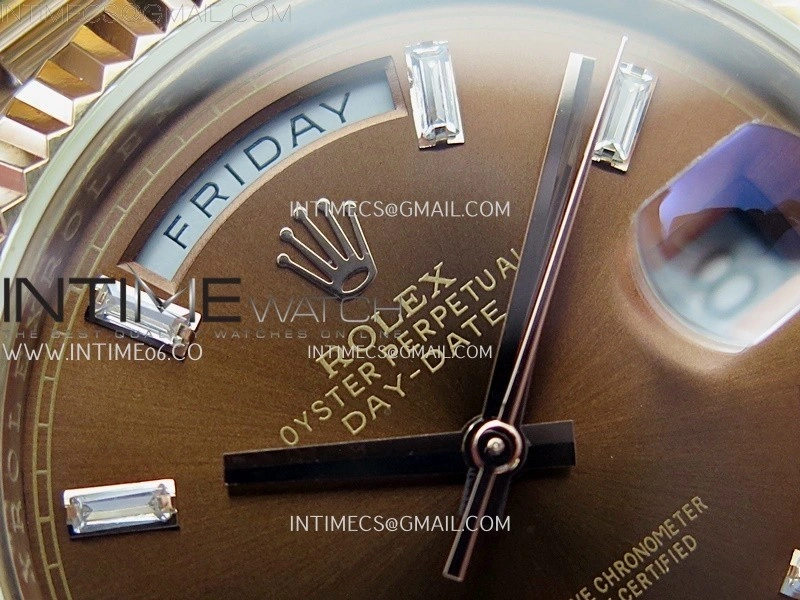 Day Date 228235 40mm RG KF 1:1 Best Edition Brown Dial Crystal Markers On RG President Bracelet SA3255