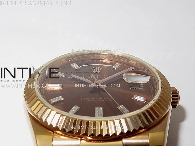 Day Date 228235 40mm RG KF 1:1 Best Edition Brown Dial Crystal Markers On RG President Bracelet SA3255