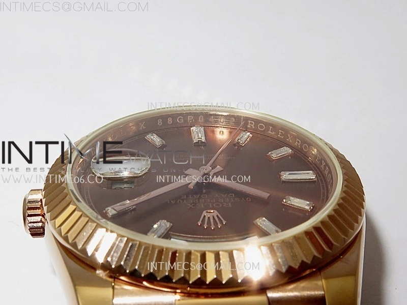 Day Date 228235 40mm RG KF 1:1 Best Edition Brown Dial Crystal Markers On RG President Bracelet SA3255