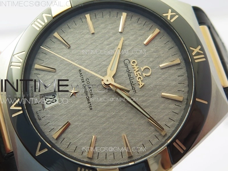 Constellation 41mm RG Black Ceramic Bezel VSF 1:1 Best Edition Silver Dial on Black Gummy Strap A8900