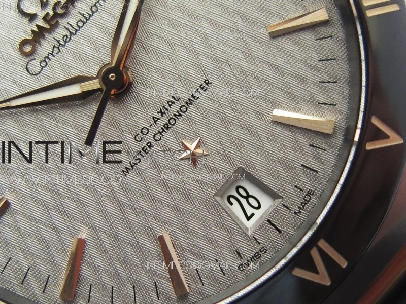 Constellation 41mm RG Black Ceramic Bezel VSF 1:1 Best Edition Silver Dial on Black Gummy Strap A8900