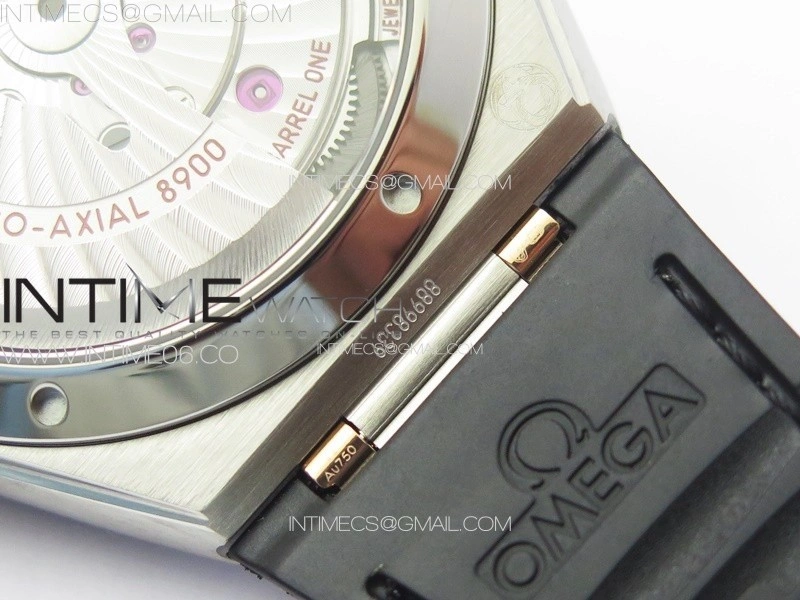 Constellation 41mm RG Black Ceramic Bezel VSF 1:1 Best Edition Silver Dial on Black Gummy Strap A8900
