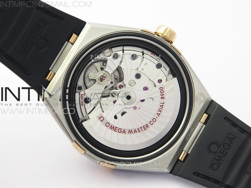 Constellation 41mm RG Black Ceramic Bezel VSF 1:1 Best Edition Silver Dial on Black Gummy Strap A8900