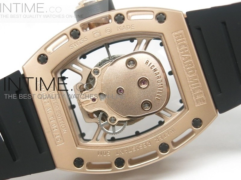 RICHARD MILLE Gold Dial RG A23J on Black Rubber Strap