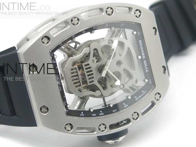 RICHARD MILLE SS Silver Dial A23J on Black Rubber Strap