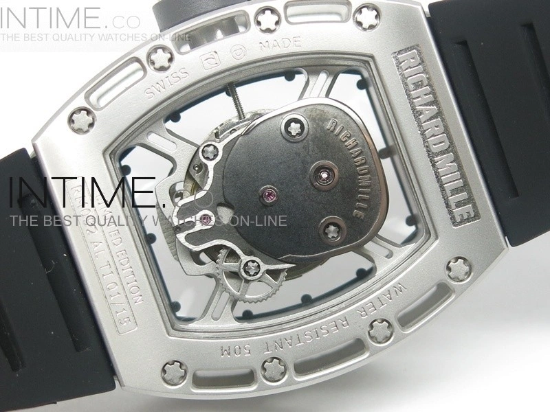RICHARD MILLE SS Silver Dial A23J on Black Rubber Strap