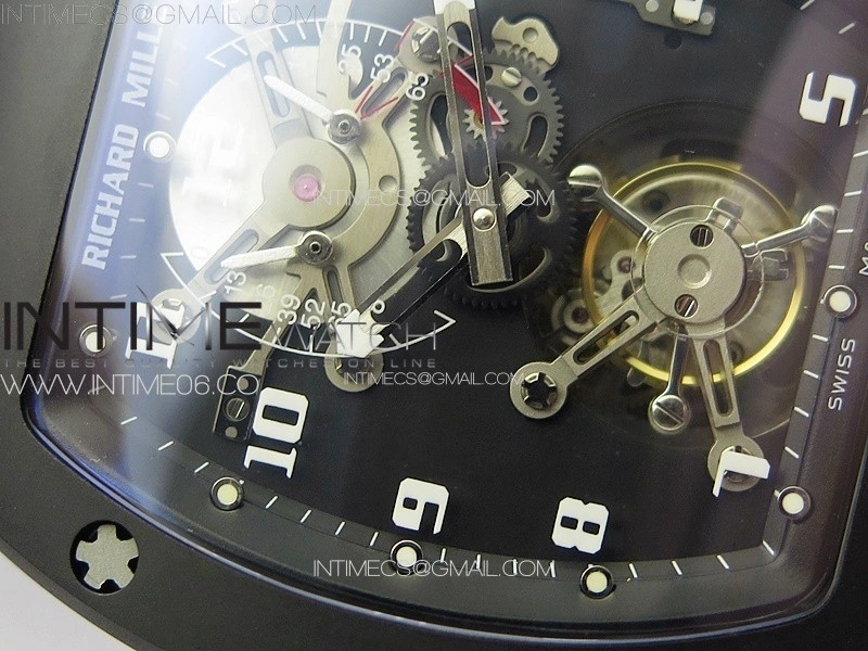 RM001 Real PR DLC YSF Skeleton Dial on black Rubber Strap Asian Tourbillon
