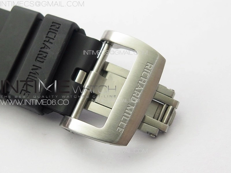 RM001 Real PR SS YSF Skeleton Dial on black Rubber Strap Asian Tourbillon
