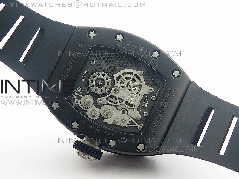 RM022 PVD Skeleton Dial on Black Rubber Strap MIYOTA 9015