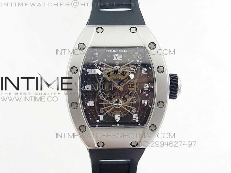 RM022 SS Skeleton Dial on Black Rubber Strap MIYOTA 9015