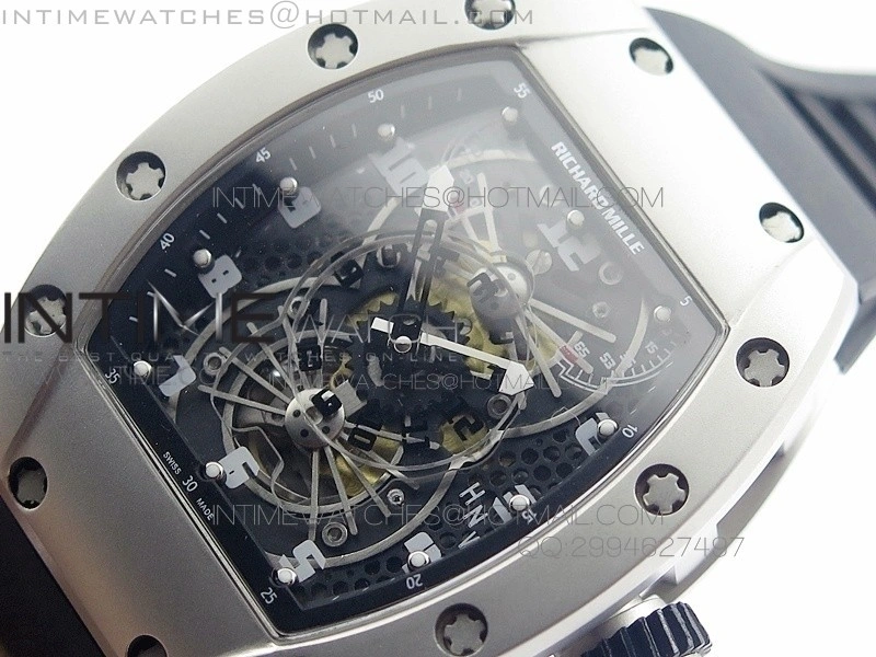 RM022 SS Skeleton Dial on Black Rubber Strap MIYOTA 9015