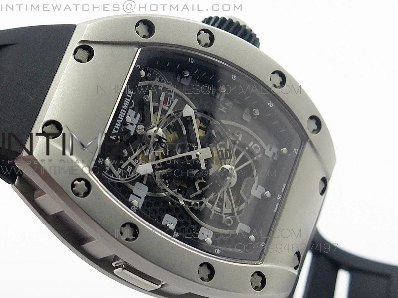 RM022 SS Skeleton Dial on Black Rubber Strap MIYOTA 9015