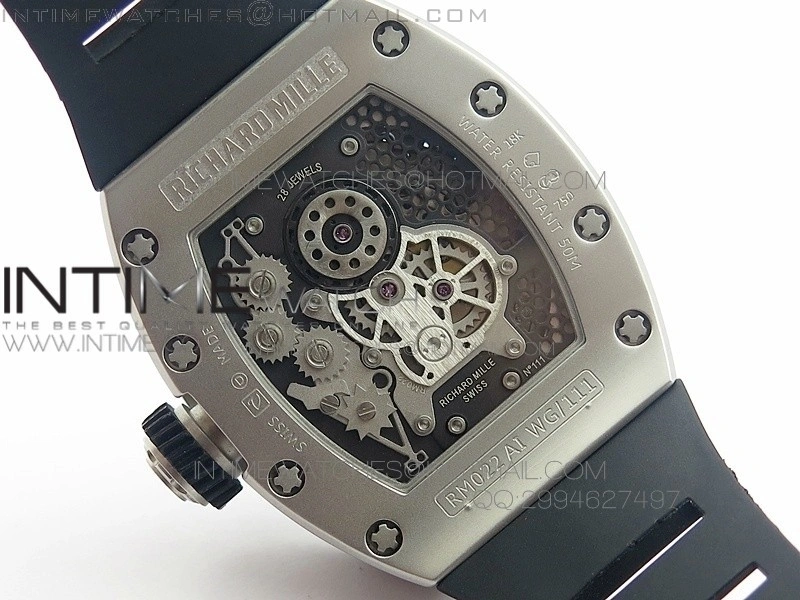 RM022 SS Skeleton Dial on Black Rubber Strap MIYOTA 9015
