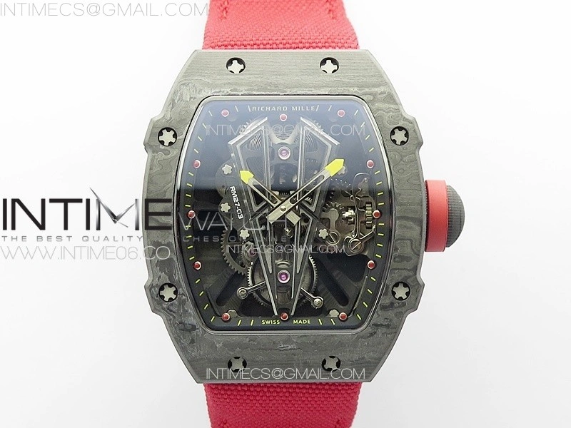 RM027-03 NTPT Real Tourbillon RMF Best Edition Skeleton Dial on Red Nylon Strap