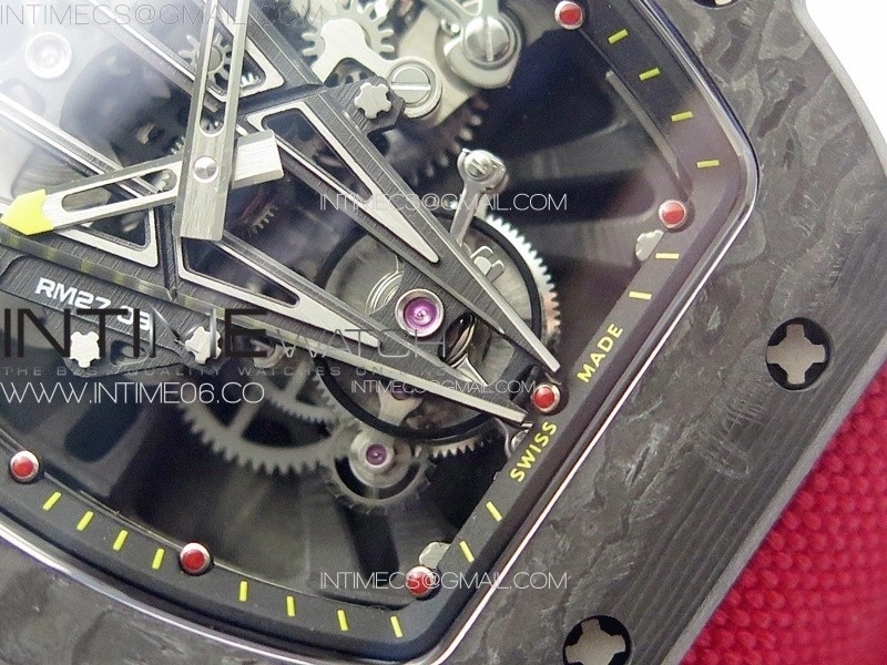 RM027-03 NTPT Real Tourbillon RMF Best Edition Skeleton Dial on Red Nylon Strap