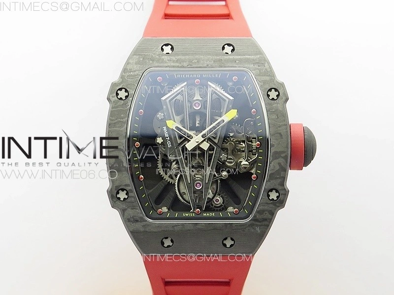 RM027-03 NTPT Real Tourbillon RMF Best Edition Skeleton Dial on Red Rubber Strap