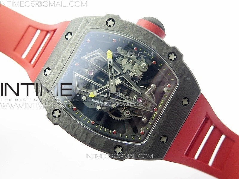 RM027-03 NTPT Real Tourbillon RMF Best Edition Skeleton Dial on Red Rubber Strap