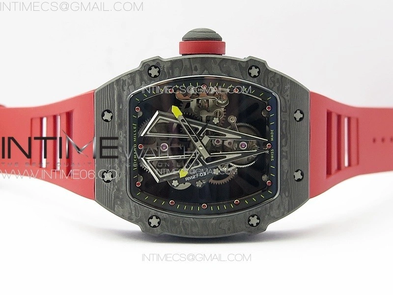RM027-03 NTPT Real Tourbillon RMF Best Edition Skeleton Dial on Red Rubber Strap