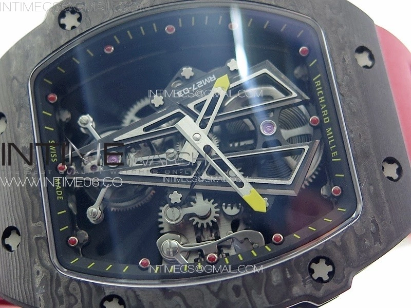RM027-03 NTPT Real Tourbillon RMF Best Edition Skeleton Dial on Red Rubber Strap