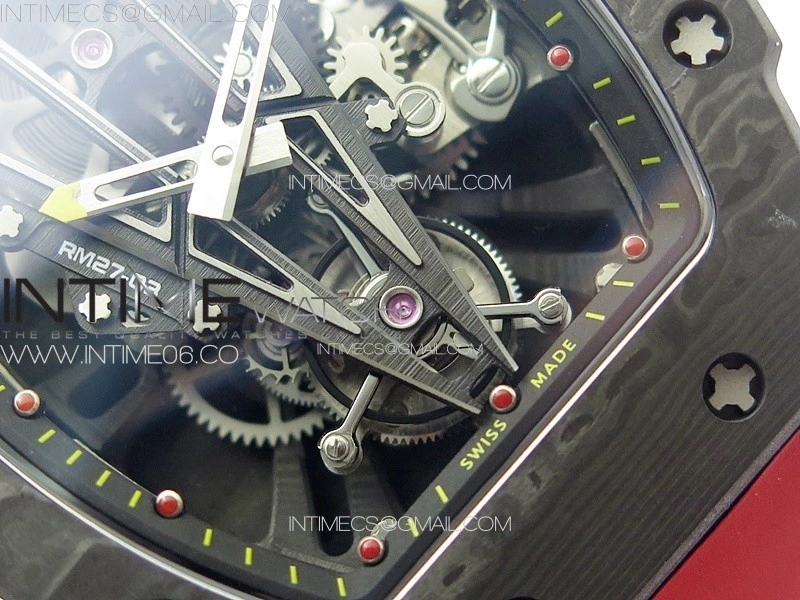 RM027-03 NTPT Real Tourbillon RMF Best Edition Skeleton Dial on Red Rubber Strap