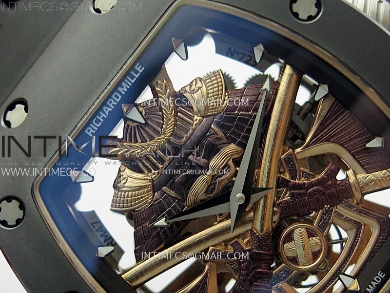RM047 DLC RG YSF Skeleton Dial on black Rubber Strap Asian Tourbillon
