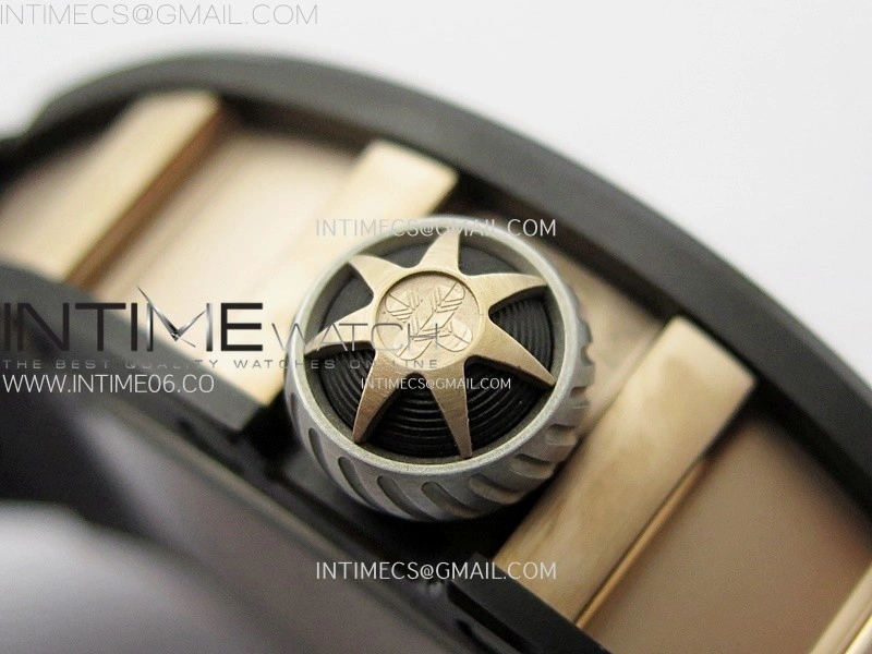 RM047 DLC RG YSF Skeleton Dial on black Rubber Strap Asian Tourbillon