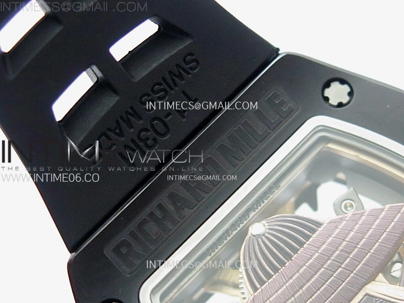 RM047 DLC RG YSF Skeleton Dial on black Rubber Strap Asian Tourbillon