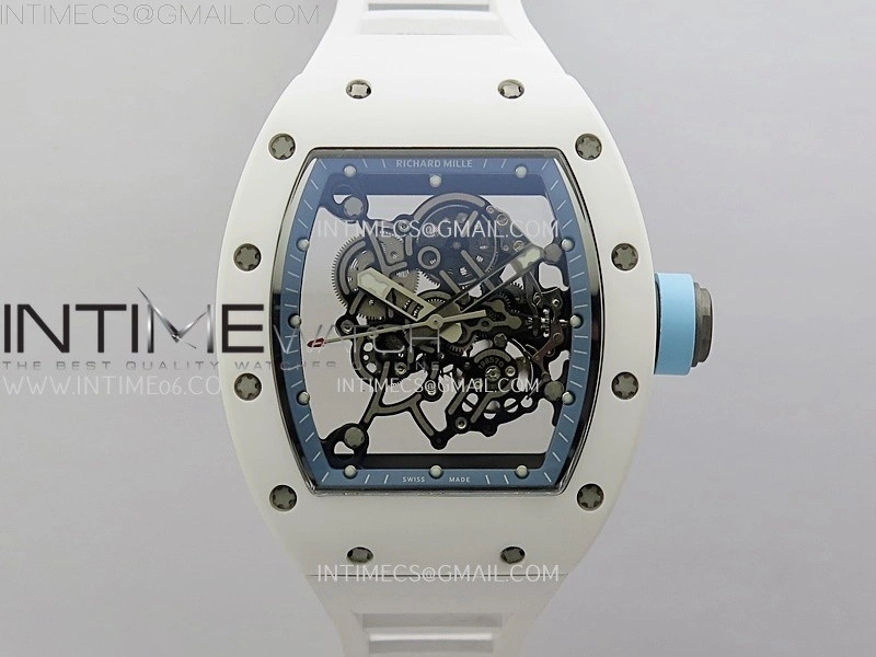 RM055 White Ceramic RMF Skeleton Dial On White Rubber Strap RMUL2 Super Clone