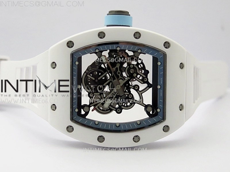 RM055 White Ceramic RMF Skeleton Dial On White Rubber Strap RMUL2 Super Clone