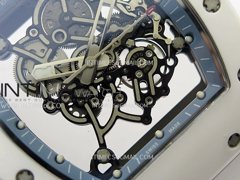 RM055 White Ceramic RMF Skeleton Dial On White Rubber Strap RMUL2 Super Clone