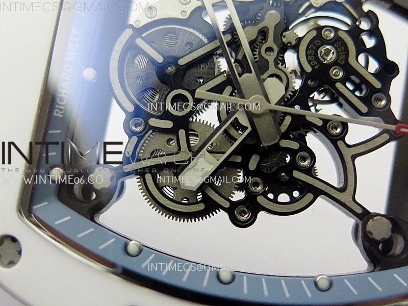 RM055 White Ceramic RMF Skeleton Dial On White Rubber Strap RMUL2 Super Clone