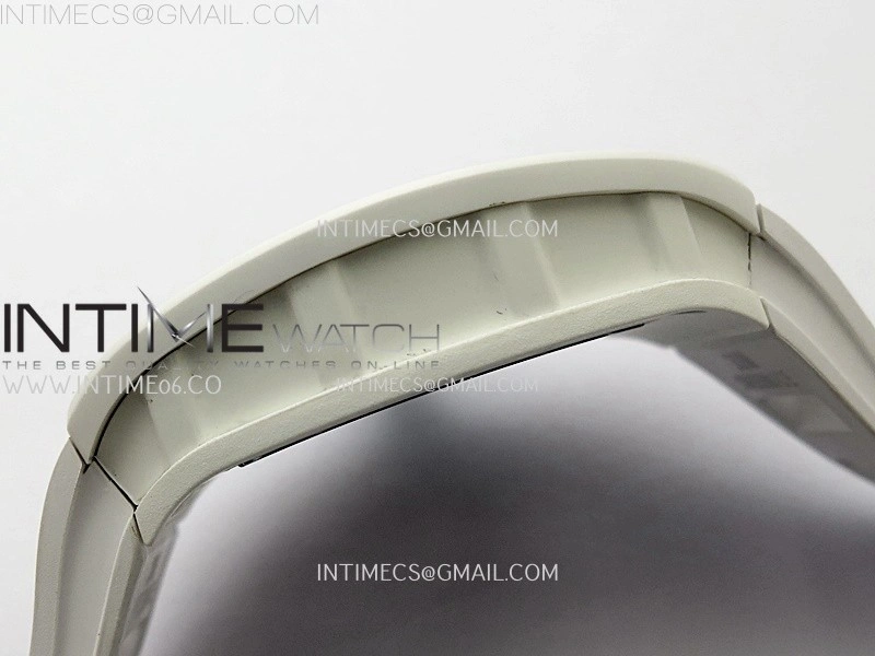 RM055 White Ceramic RMF Skeleton Dial On White Rubber Strap RMUL2 Super Clone