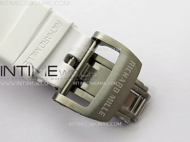 RM055 White Ceramic RMF Skeleton Dial On White Rubber Strap RMUL2 Super Clone