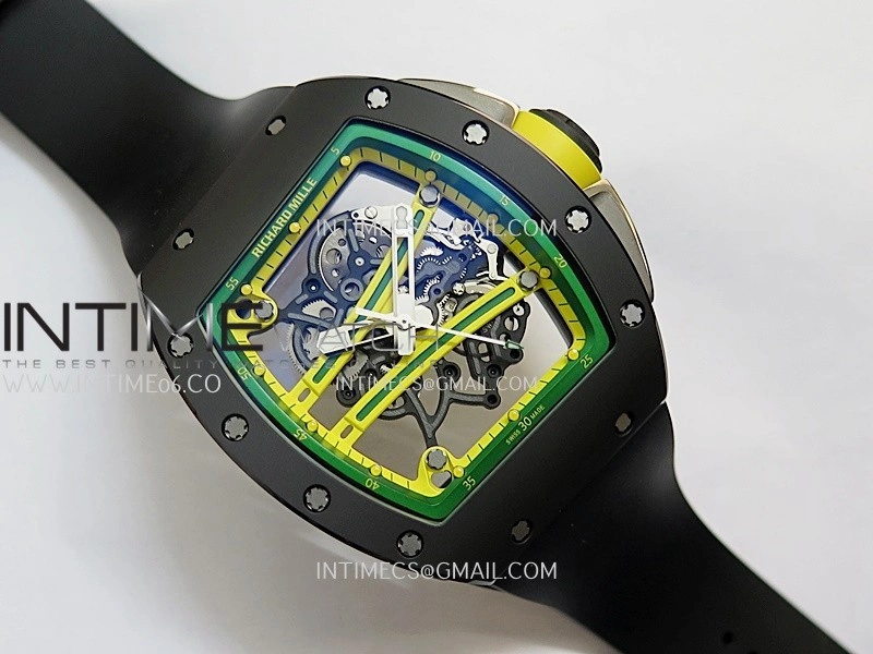 RM061 Black Ceramic ZF 1:1 Best Edition On Black Rubber Strap RMUL2 Super Clone