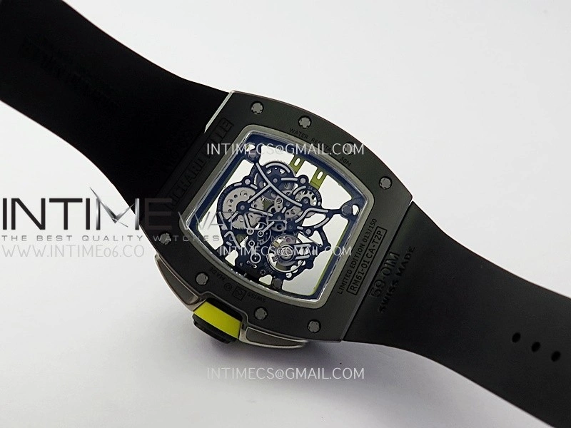 RM061 Black Ceramic ZF 1:1 Best Edition On Black Rubber Strap RMUL2 Super Clone