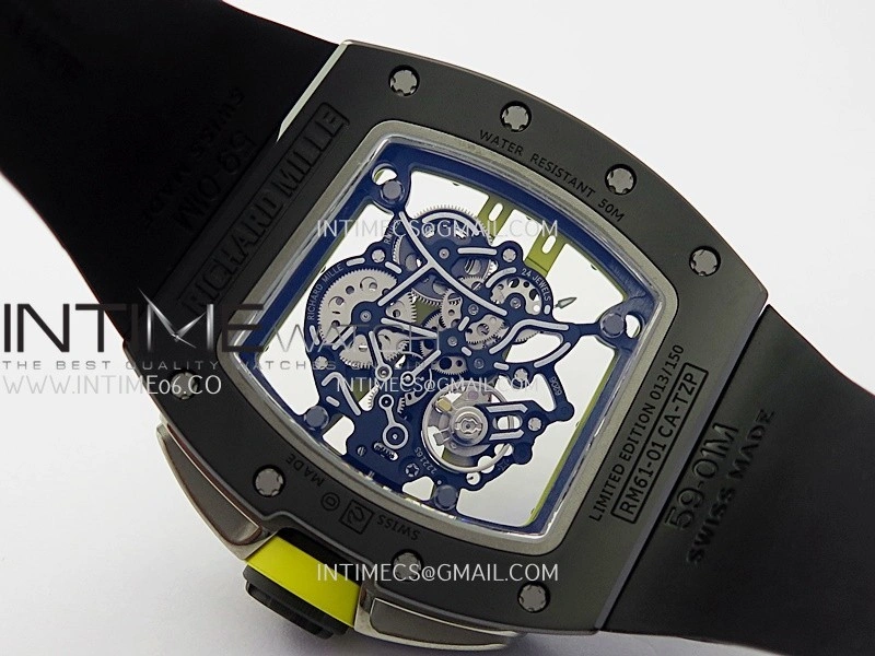 RM061 Black Ceramic ZF 1:1 Best Edition On Black Rubber Strap RMUL2 Super Clone