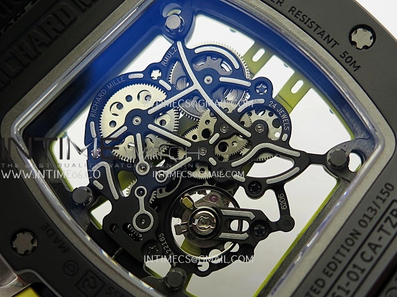 RM061 Black Ceramic ZF 1:1 Best Edition On Black Rubber Strap RMUL2 Super Clone